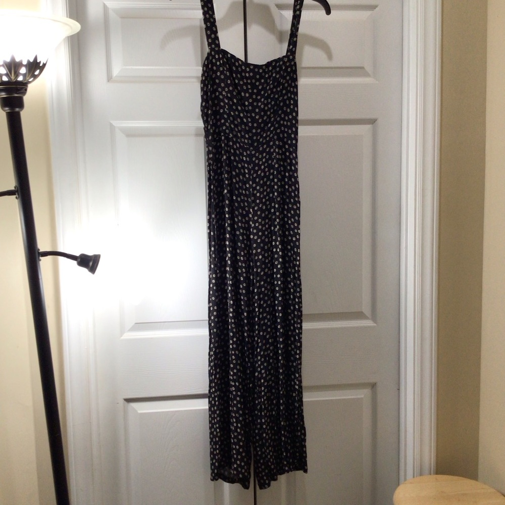 Reformation Black Jumpsuit with White Polka Dots XS